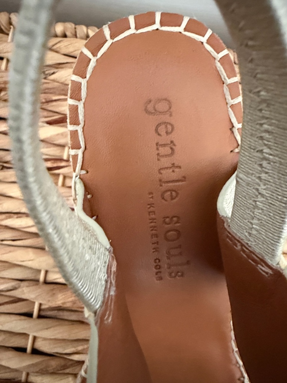 gentle souls Metallic Gold Leather Espadrille Wedge Sandals - Picture 7 of 8